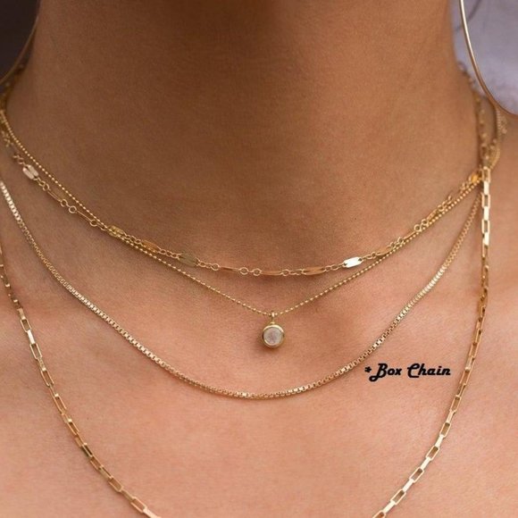 Real 10K Gold Box Chain High Quality, 18" Solid Gold Necklace Stamped 10K Italy - Picture 2 of 5